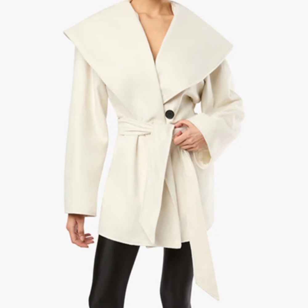 WeWoreWhat Cream Belted Women's Coat